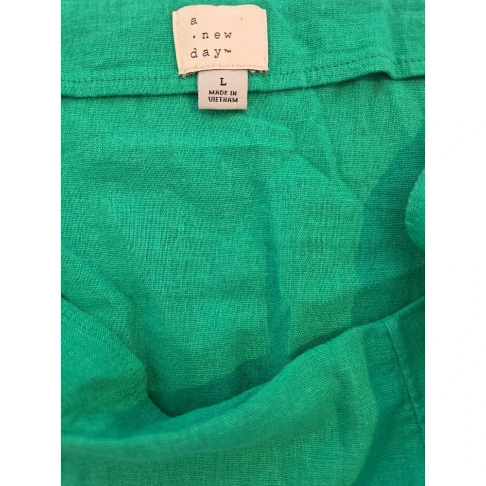 Green Linen Blend Mini Skirt Sz L Euro Summer Minimalist Luxury A New Day Target